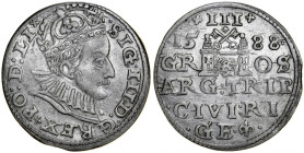 Zygmunt III 1587-1632, Trojak 1588, Ryga.