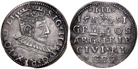 Zygmunt III 1587-1632, Trojak 1591, Ryga.