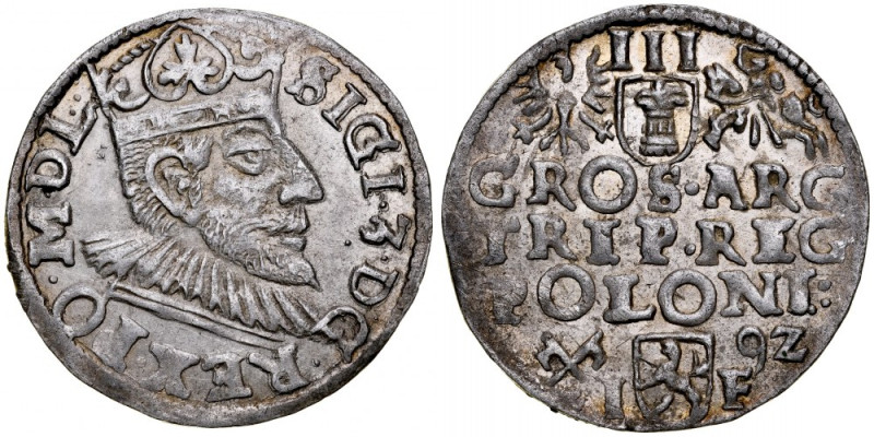 Zygmunt III 1587-1632, Trojak 1592, Poznań. Kop. 954, Iger P.92.3.a, Gum. 1003, ...