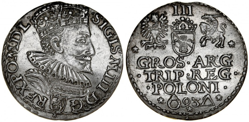 Zygmunt III 1587-1632, Trojak 1593, Malbork. Kop. 972, Iger M.93.1.a, poprawna m...