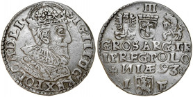 Zygmunt III 1587-1632, Trojak 1593, Olkusz. R.
