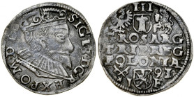 Zygmunt III 1587-1632, Trojak 1593, Poznań. RR.