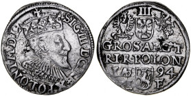 Zygmunt III 1587-1632, Trojak 1594, Olkusz.
