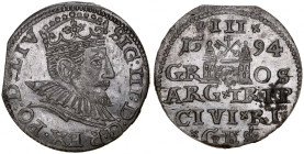 Zygmunt III 1587-1632, Trojak 1594, Ryga.