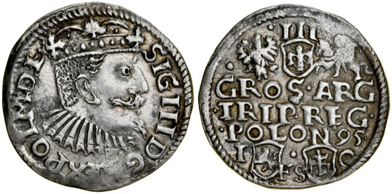 Zygmunt III 1587-1632, Trojak 1595, Bydgoszcz. Kop. 1006, Iger B.95.9.b, Gum. 10...