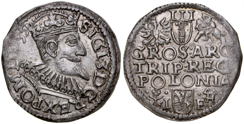 Zygmunt III 1587-1632, Trojak 1595, Wschowa. Kop. 1000, Iger W.95.6.d, Gum. 1023...