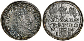 Zygmunt III 1587-1632, Trojak 1596, Olkusz.