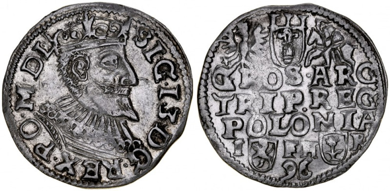 Zygmunt III 1587-1632, Trojak 1596, Poznań. Kop. 1025, Iger P.96.4.a, Gum. 1036,...