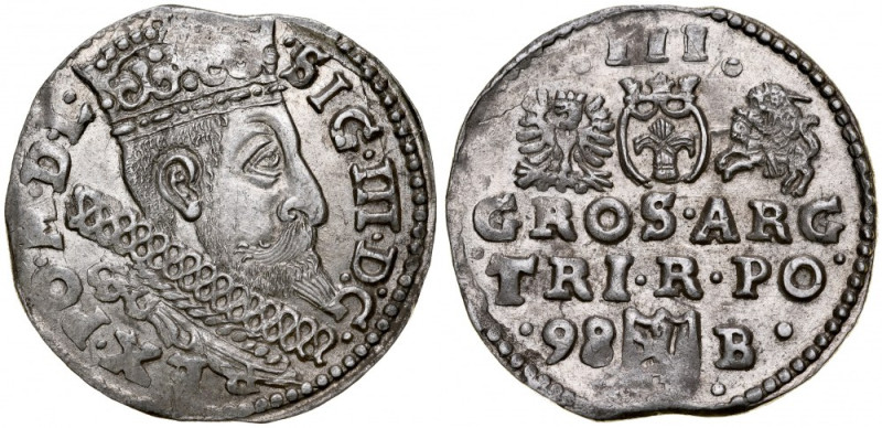 Zygmunt III 1587-1632, Trojak 1598, Bydgoszcz. Kop. 1125, Iger B.98.5.var, Gum. ...