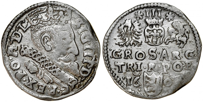 Zygmunt III 1587-1632, Trojak 1600, Bydgoszcz. Kop. 1189, Iger B.01.1.v, ślady p...