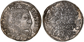 Zygmunt III 1587-1632, Trojak 1600, Poznań, błędy w imieniu króla.