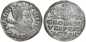 Zygmunt III 1587-1632, Trojak 1601 P, Poznań, RRR, P przy Pogoni.!!