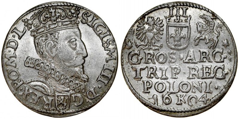 Zygmunt III 1587-1632, Trojak 1604 K, Kraków. Kop. 1206, Iger K.04.1, Gum. 1129,...