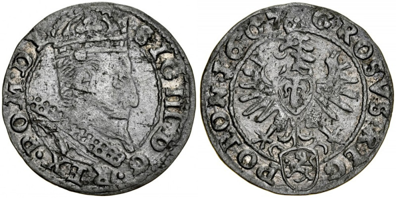 Zygmunt III 1587-1632, Grosz 1607, Kraków. Kop. 781, Gum. 940, ładna, delikatna ...
