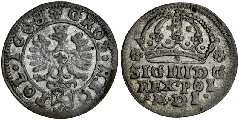 Zygmunt III 1587-1632, Grosz 1608, Kraków. Kop. 790, Kurp. 370, Gum. 946, ładny,...