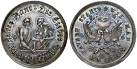 Medal autorstwa Sebastina Dadlera z 1625 roku ku czci 'miłości i szacunku'. Gdańsk. Av.: Para kochanków trzymających się za dłonie, w odcinku data 162...