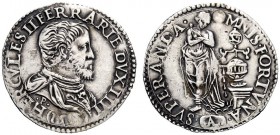 MONETE E MEDAGLIE DI ZECCHE ITALIANE 
 Ferrara 
 Ercole II d'Este, 1534-1559. Testone 1559, AR 8,41 g. HERCVLES II FERRARIE DVX IIII Busto corazzato...