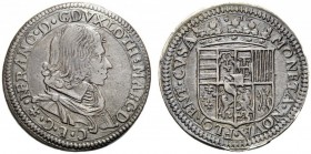 MONETE E MEDAGLIE DI ZECCHE ITALIANE 
 Firenze 
 Nicola Francesco di Lorena, 1634-1635. Quarto di ducatone o testone 1634, AR 8,71 g. [NF]RANC D G D...
