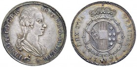 MONETE E MEDAGLIE DI ZECCHE ITALIANE 
 Firenze 
 Ferdinando III di Lorena, I periodo: 1790-1801. Da 2 paoli 1791, AR 5,44 g. FERD III D G P R – H ET...