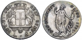 MONETE E MEDAGLIE DI ZECCHE ITALIANE 
 Genova 
 Dogi biennali, 1528-1797. III fase: 1637-1797. Da 8 lire 1796, AR 33,25 g. DVX ET GVB – REIP GENV St...