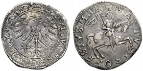 MONETE E MEDAGLIE DI ZECCHE ITALIANE 
 Messerano 
 Ludovico II e Pier Luca Fieschi, 1521-1528. Testone, AR 8,21 g. corona LVD 7 P LVCAS FLISC LAVA C...