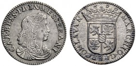 MONETE E MEDAGLIE DI ZECCHE ITALIANE 
 Messerano 
 Carlo Besso Ferrero Fieschi, 1685-1690. Prova della lira 1690, Mist. 7,22 g. CAR BESS PRIN MESSER...