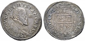MONETE E MEDAGLIE DI ZECCHE ITALIANE 
 Milano 
 Filippo II di Spagna, 1556-1598. Scudo 1588, AR 31,70 g. PHILIPPVS REX HISPANIARVM Busto corazzato a...