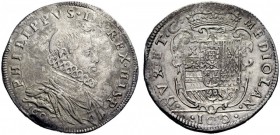 MONETE E MEDAGLIE DI ZECCHE ITALIANE 
 Milano 
 Filippo III di Spagna, 1598-1621. Denaro da 100 soldi 1605, AR 27,04 g. PHILIPPVS III REX HISP Busto...