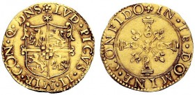 MONETE E MEDAGLIE DI ZECCHE ITALIANE 
 Mirandola 
 Ludovico II Pico, 1550-1568. Scudo d'oro del sole, AV 3,28 g. LVD PICVS II MIR CON Q DNS Stemma s...