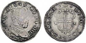 MONETE E MEDAGLIE DI ZECCHE ITALIANE 
 Reggio Emilia 
 Ercole II d'Este, 1534-1559 . Bianco, AR 5,04 g. HER II DVX REG IIII Busto a d.; sotto, armet...