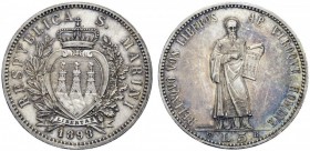 MONETE E MEDAGLIE DI ZECCHE ITALIANE 
 San Marino (Repubblica) 
 Da 5 lire 1898, Roma. Pagani 357.
 q.Fdc