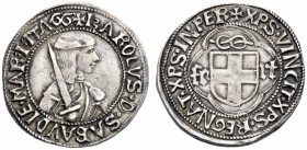 MONETE E MEDAGLIE DI ZECCHE ITALIANE 
 Savoia 
 Carlo I il Guerriero, 1482-1490. Testone, Cornavin, AR 9,59 g. KAROLVS D SABAVDIE MAR I ITA GG (Nico...