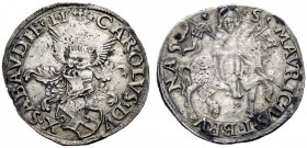 MONETE E MEDAGLIE DI ZECCHE ITALIANE 
 Savoia 
 Carlo II il Buono, 1504-1553. Da 5 grossi e un quarto o cornuto forte, Torino, AR 5,63 g. CAROLVS DV...