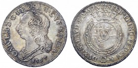 MONETE E MEDAGLIE DI ZECCHE ITALIANE 
 Savoia 
 Nuova monetazione 1755-1773. Quarto di scudo nuovo 1757, Torino, AR 8,78 g. CAR EM D G REX SAR CYP E...