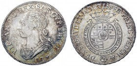 MONETE E MEDAGLIE DI ZECCHE ITALIANE 
 Savoia 
 Vittorio Amedeo III, 1773-1796. Quarto di scudo 1774, Torino, AR 8,78 g. VIC AM D G REX SAR CYP ET I...