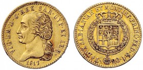 MONETE E MEDAGLIE DI ZECCHE ITALIANE 
 Savoia 
 Vittorio Emanuele I, 1802-1821. Monetazione decimale. Da 20 lire 1817. Torino. Pagani 5. MIR 1028b....