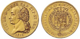 MONETE E MEDAGLIE DI ZECCHE ITALIANE 
 Savoia 
 Vittorio Emanuele I, 1802-1821. Monetazione decimale. Da 20 lire 1818. Torino. Pagani 6. MIR 1028c....