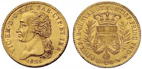 MONETE E MEDAGLIE DI ZECCHE ITALIANE 
 Savoia 
 Vittorio Emanuele I, 1802-1821. Monetazione decimale. Da 20 lire 1821. Torino. Pagani 9. MIR 1029a....