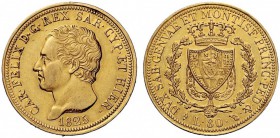 MONETE E MEDAGLIE DI ZECCHE ITALIANE 
 Savoia 
 Carlo Felice, 1821-1831. Da 80 lire 1825. Torino. Pagani 26. MIR 1032e.
 Spl