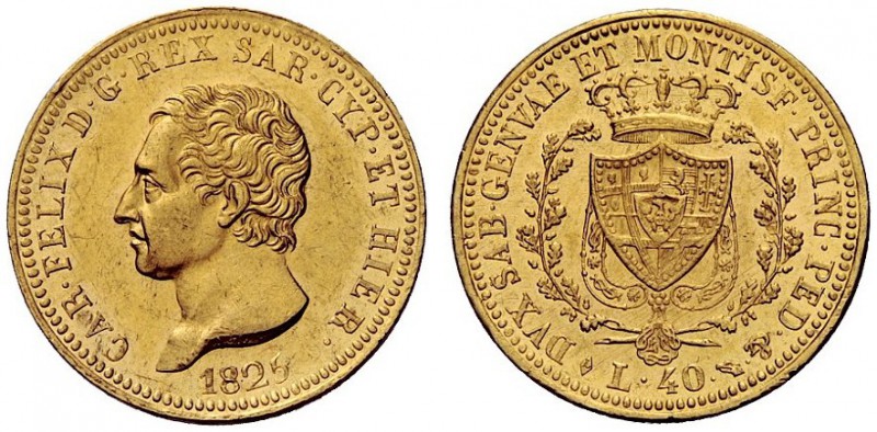 MONETE E MEDAGLIE DI ZECCHE ITALIANE 
 Savoia 
 Carlo Felice, 1821-1831. Da 40...