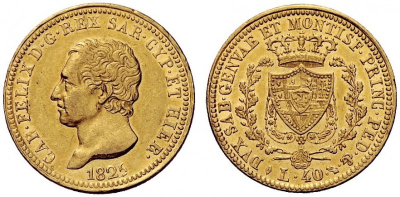 MONETE E MEDAGLIE DI ZECCHE ITALIANE 
 Savoia 
 Carlo Felice, 1821-1831. Da 40...