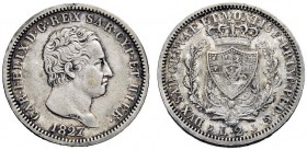 MONETE E MEDAGLIE DI ZECCHE ITALIANE 
 Savoia 
 Carlo Felice, 1821-1831. Da 2 lire 1827. Genova. Pagani 87. MIR 1036f.
 Buon BB