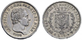 MONETE E MEDAGLIE DI ZECCHE ITALIANE 
 Savoia 
 Carlo Felice, 1821-1831. Lira 1830. Torino. Pagani 108. MIR 1037p.
 q.Spl