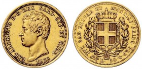 MONETE E MEDAGLIE DI ZECCHE ITALIANE 
 Savoia 
 Carlo Alberto, 1831-1849. Da 50 lire 1833. Torino. Pagani 162. MIR 1044b.
 Molto rara. Graffio nel ...