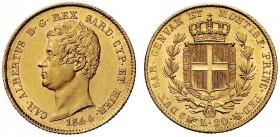 MONETE E MEDAGLIE DI ZECCHE ITALIANE 
 Savoia 
 Carlo Alberto, 1831-1849. Da 20 lire 1844. Torino. Pagani 199. MIR 1045u.
 Fdc