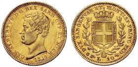 MONETE E MEDAGLIE DI ZECCHE ITALIANE 
 Savoia 
 Carlo Alberto, 1831-1849. Da 10 lire 1839. Torino. Pagani 216. MIR 1046c.
 Molto rara. Spl