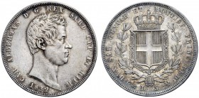 MONETE E MEDAGLIE DI ZECCHE ITALIANE 
 Savoia 
 Carlo Alberto, 1831-1849. Da 5 lire 1832. Genova. Pagani 231. MIR 1047f.
 q.Spl / Spl