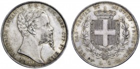 MONETE E MEDAGLIE DI ZECCHE ITALIANE 
 Savoia 
 Vittorio Emanuele II re di Sardegna, 1849-1861. Da 5 lire 1850. Torino. Pagani 371. MIR 1057b.
 Mol...