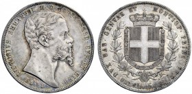 MONETE E MEDAGLIE DI ZECCHE ITALIANE 
 Savoia 
 Vittorio Emanuele II re di Sardegna, 1849-1861. Da 5 lire 1858. Torino. Pagani 386. MIR 1057q.
 Mol...