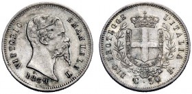 MONETE E MEDAGLIE DI ZECCHE ITALIANE 
 Savoia 
 Vittorio Emanuele II re eletto, 1859-1861. Da 50 centesimi 1859. Bologna. Pagani 442. MIR 1068a.
 R...